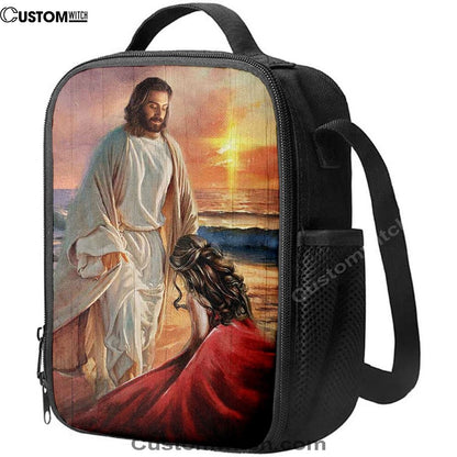 Beautiful Sunset Kneeling Before God Lunch Bag, Christian Lunch Bag For School, Picnic, Religious Lunch Bag
