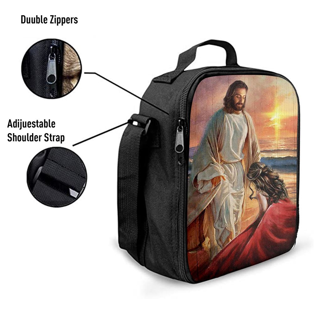 Beautiful Sunset Kneeling Before God Lunch Bag, Christian Lunch Bag For School, Picnic, Religious Lunch Bag