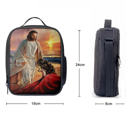 Beautiful Sunset Kneeling Before God Lunch Bag, Christian Lunch Bag For School, Picnic, Religious Lunch Bag