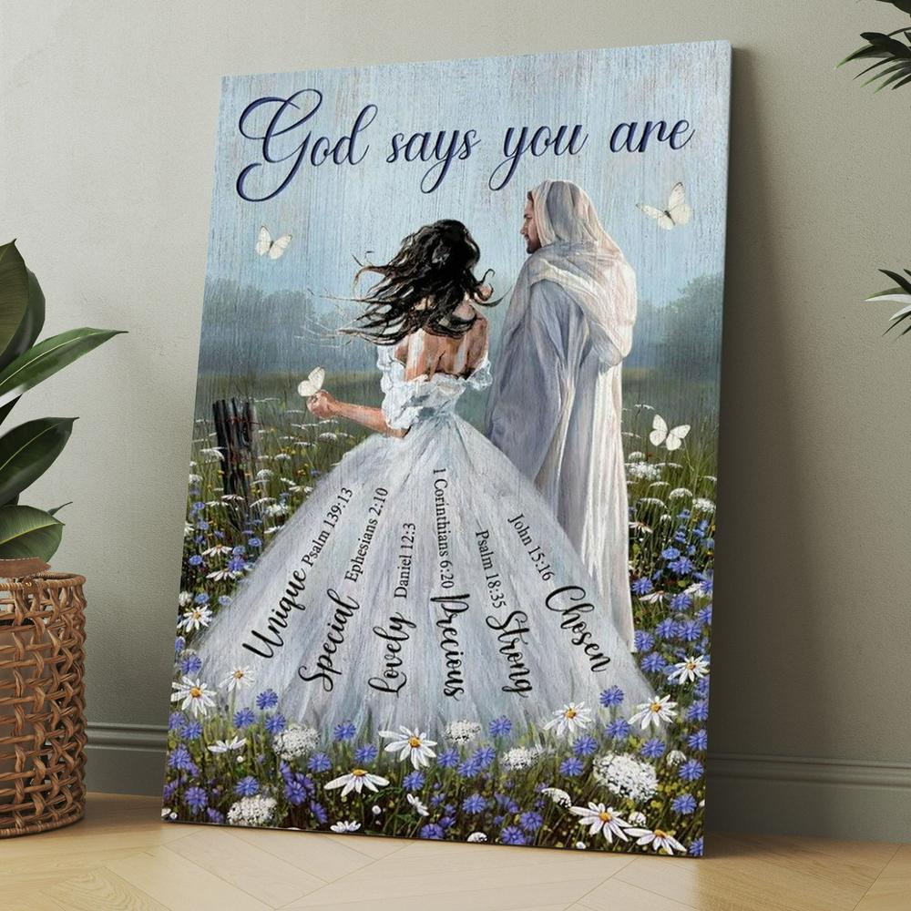 Beautiful Woman Jesus Christ God Says You Are Canvas, Christmas Gift for Christian