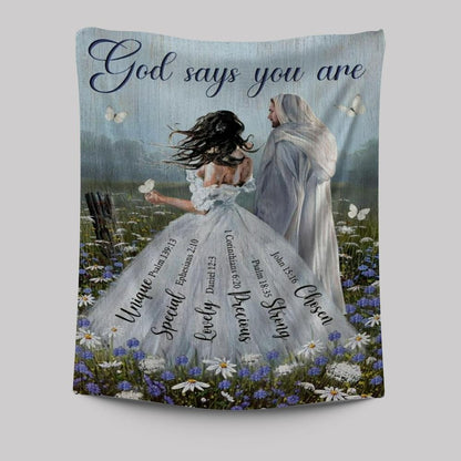 Beautiful Woman Jesus Christ God Says You Are Tapestry