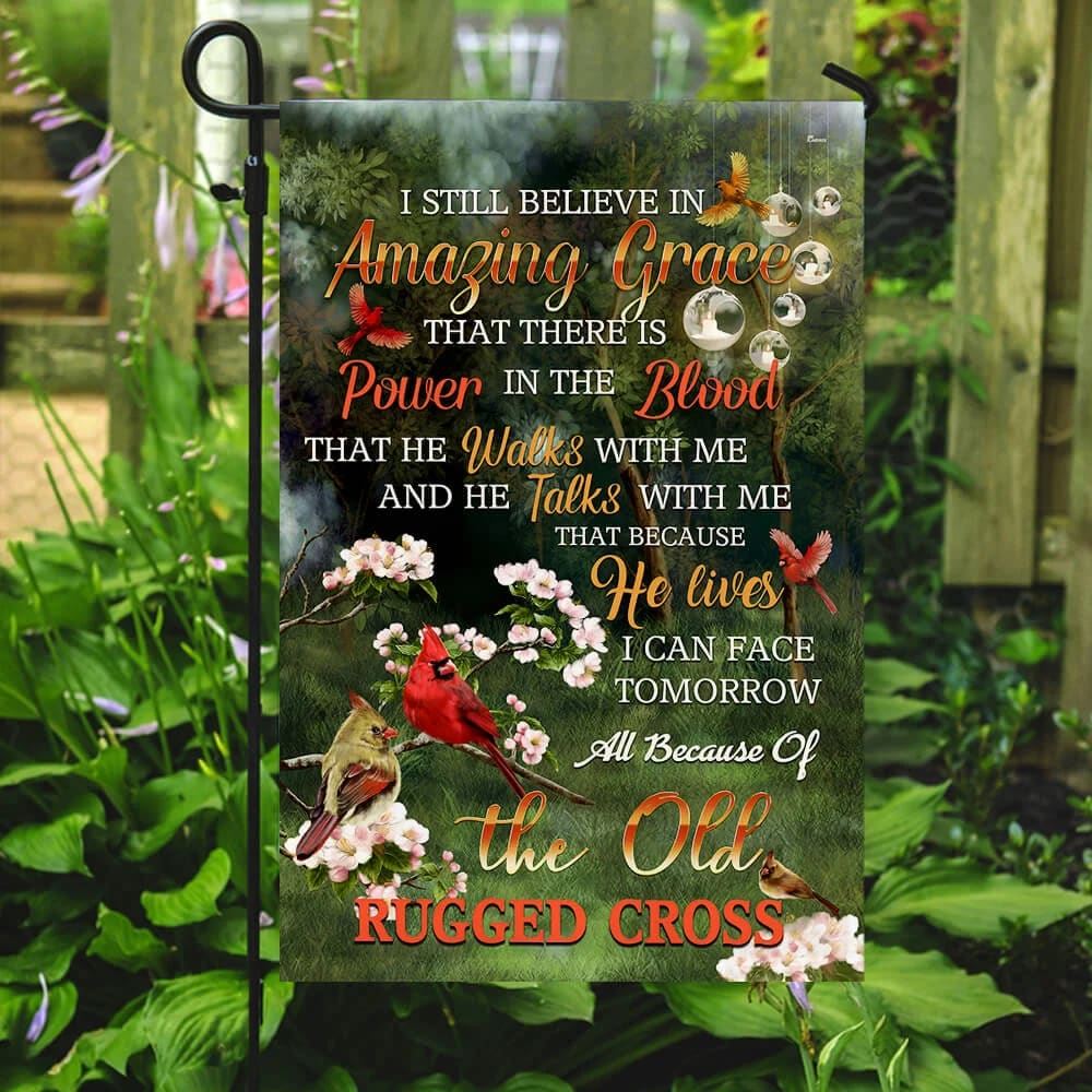 Because He Lives Jesus Cardinal House Flags, Christian Flag, Scripture Flag, Garden Banner