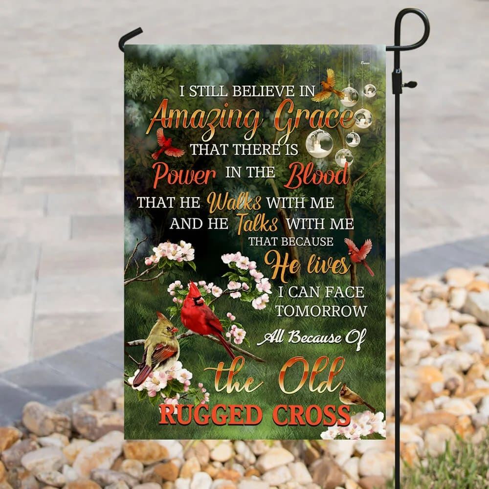 Because He Lives Jesus Cardinal House Flags, Christian Flag, Scripture Flag, Garden Banner