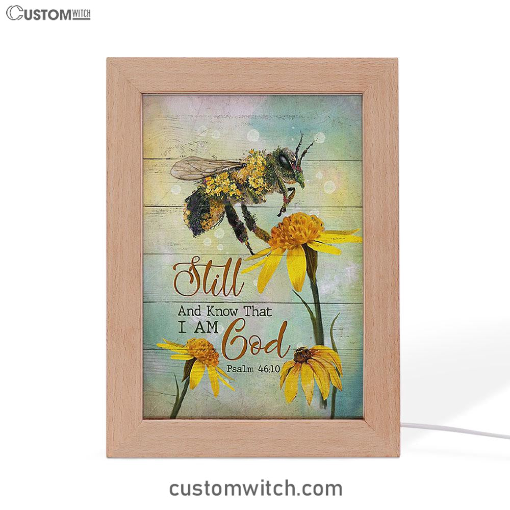 Bee Still And Know That I Am God Bee Flower Frame Lamp Art - Bible Verse Wooden Lamp - Inspirational Art - Christian Home Decor