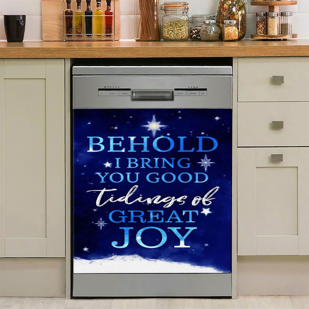 Behold I Bring You Good Tidings Of Great Joy Christmas Dishwasher Cover, Bible Verse Dishwasher Magnet Cover, Scripture Kitchen Decor