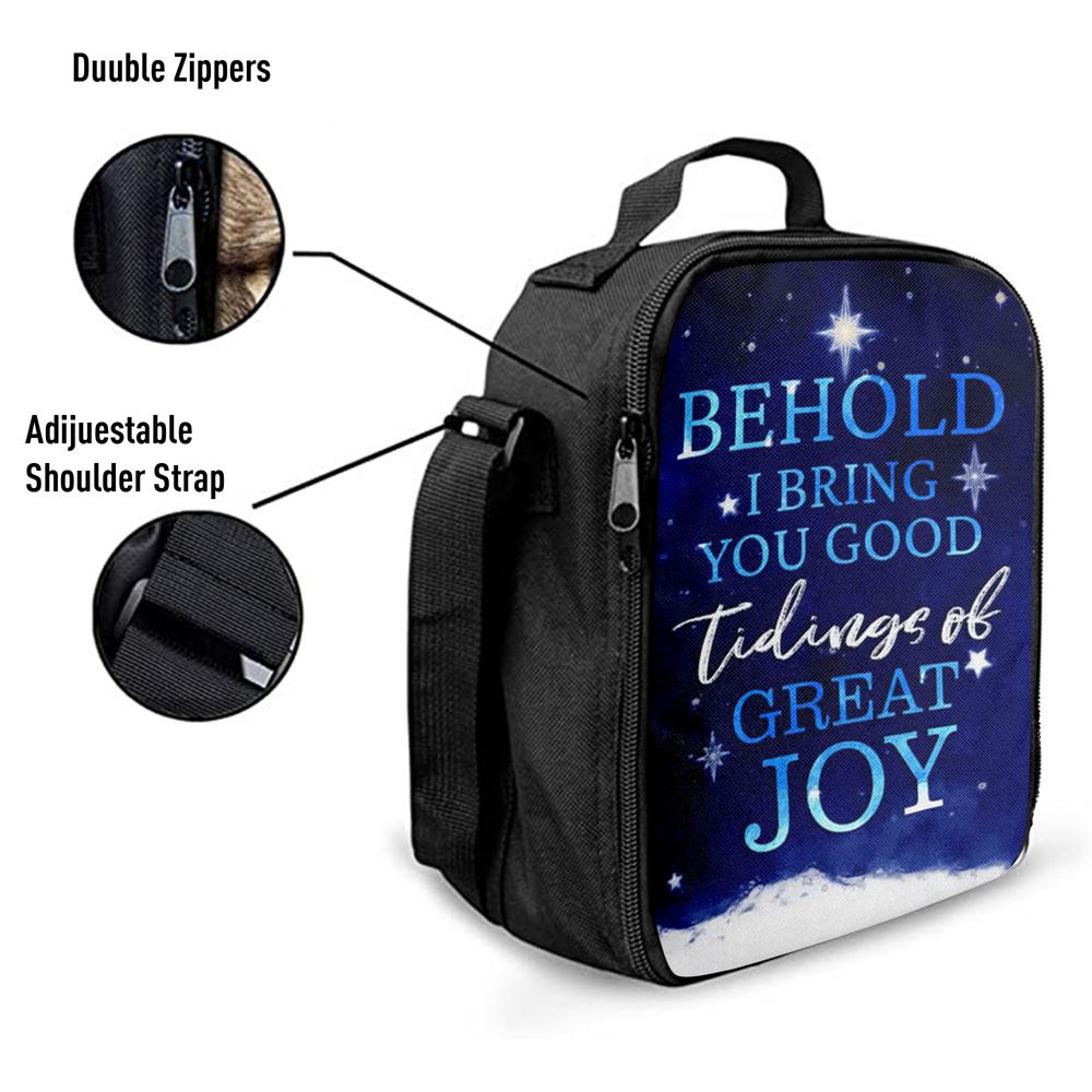 Behold I Bring You Good Tidings Of Great Joy Christmas Lunch Bag, Christian Lunch Bag For School, Picnic, Religious Lunch Bag