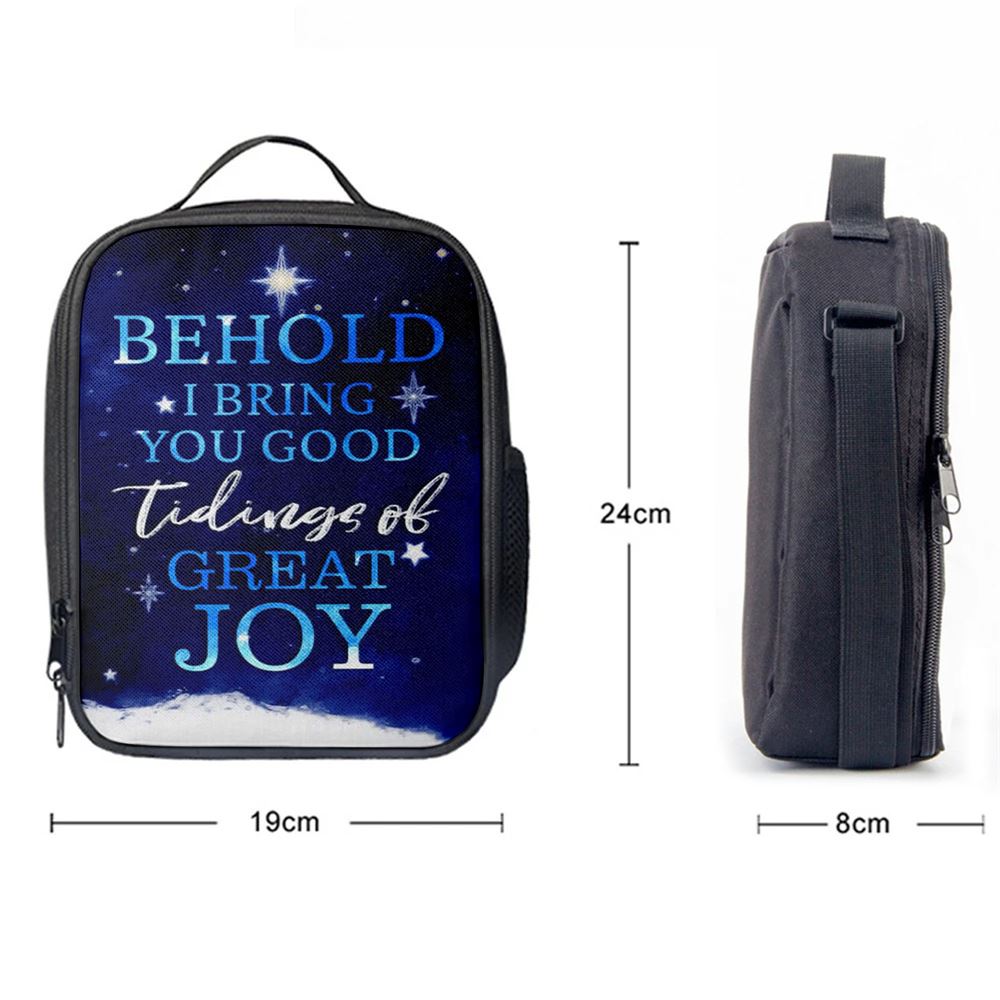 Behold I Bring You Good Tidings Of Great Joy Christmas Lunch Bag, Christian Lunch Bag For School, Picnic, Religious Lunch Bag