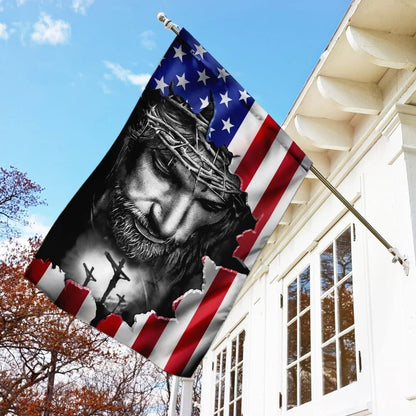 Believe In Jesus Cross American House Flags, Christian Flag, Scripture Flag, Garden Banner