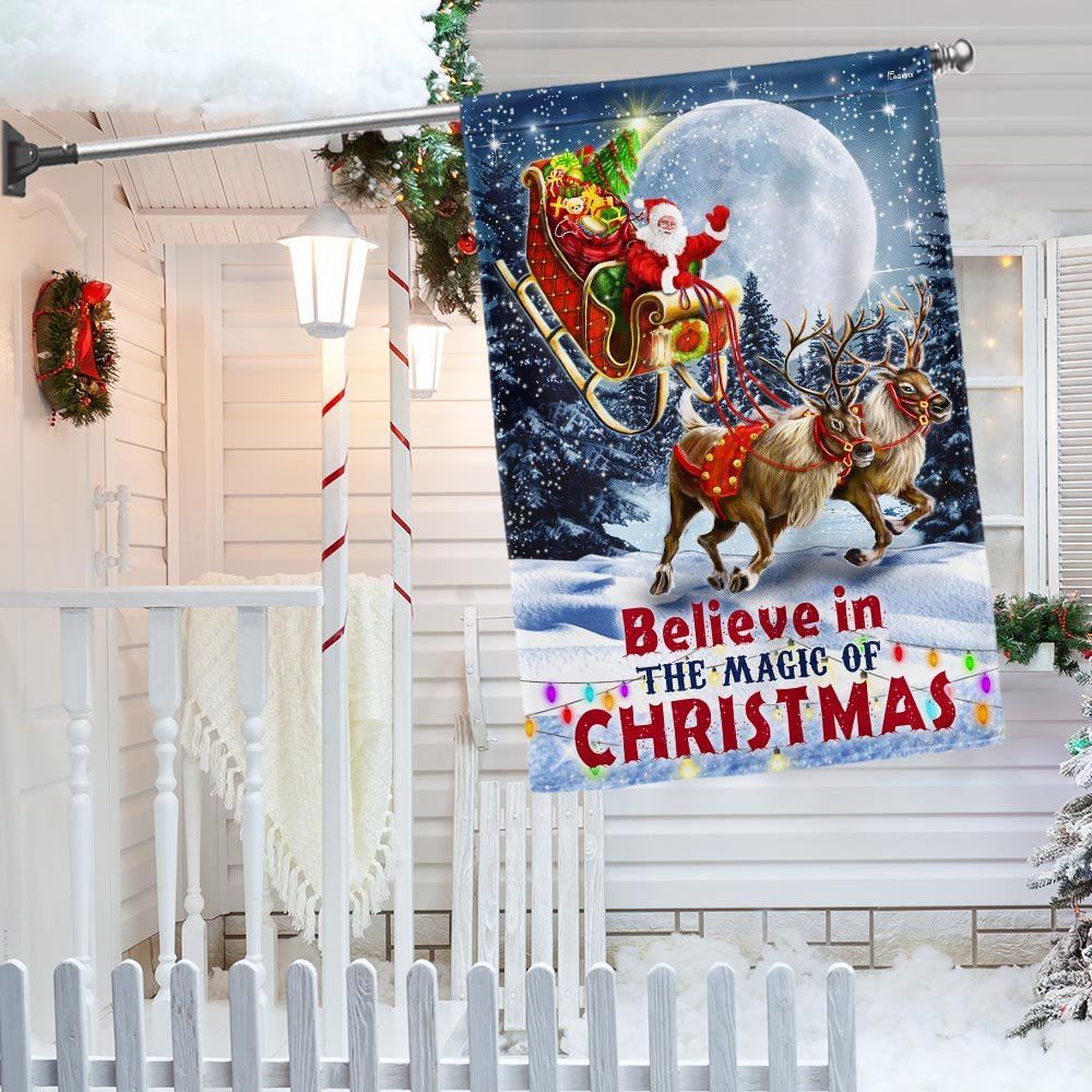 Believe In The Magic Of Christmas Santa's Sleigh Flag, Christmas Garden Flag, Home Decor Accessories, Christmas Outdoor Decor Ideas