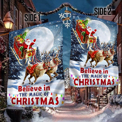 Believe In The Magic Of Christmas Santa's Sleigh Flag, Christmas Garden Flag, Home Decor Accessories, Christmas Outdoor Decor Ideas