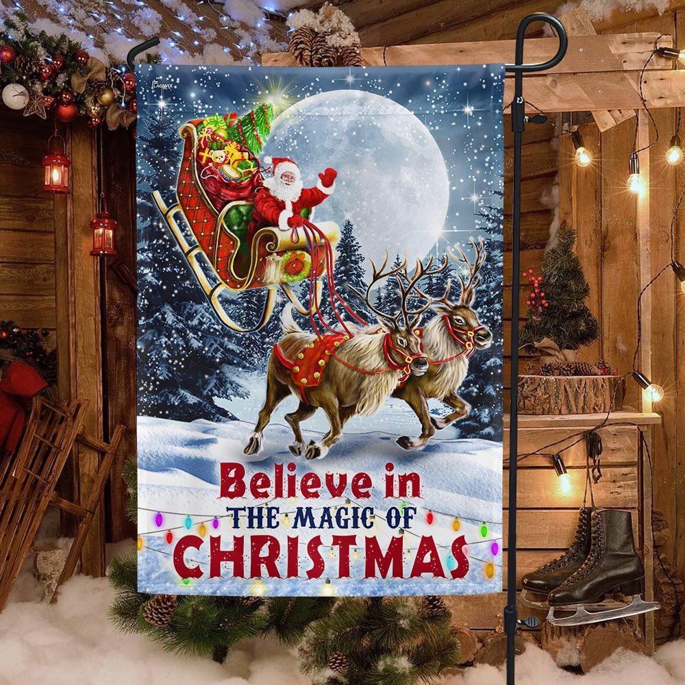 Believe In The Magic Of Christmas Santa's Sleigh Flag, Christmas Garden Flag, Home Decor Accessories, Christmas Outdoor Decor Ideas