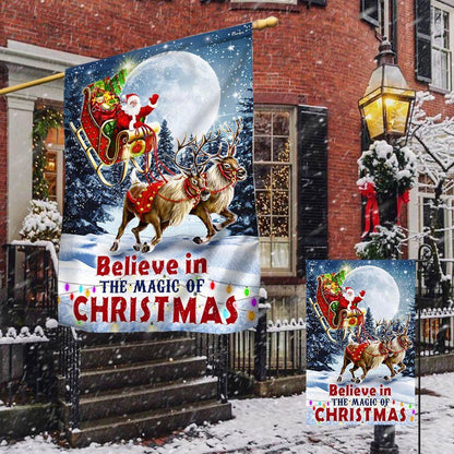 Believe In The Magic Of Christmas Santa's Sleigh Flag, Christmas Garden Flag, Home Decor Accessories, Christmas Outdoor Decor Ideas