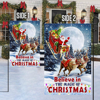Believe In The Magic Of Christmas Santa's Sleigh Flag, Christmas Garden Flag, Home Decor Accessories, Christmas Outdoor Decor Ideas