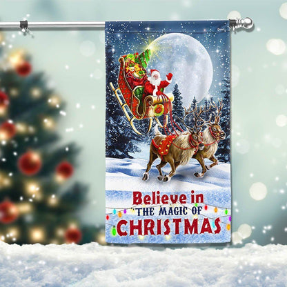 Believe In The Magic Of Christmas Santa's Sleigh Flag, Christmas Garden Flag, Home Decor Accessories, Christmas Outdoor Decor Ideas
