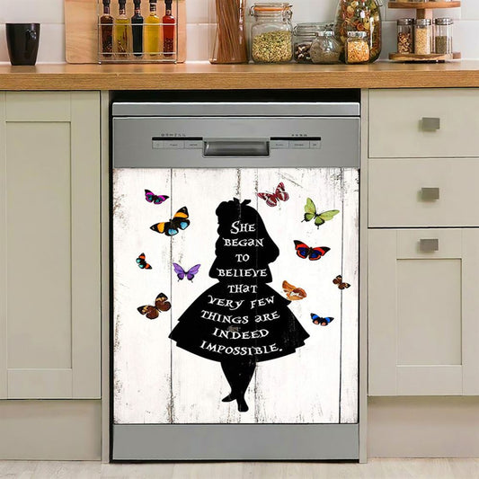Believe That Very Few Things Are Impossible Dishwasher Cover, Butterfly Dishwasher Magnet Cover For Bedroom, Kids, Baby Or Girls Room, Nursery Decor