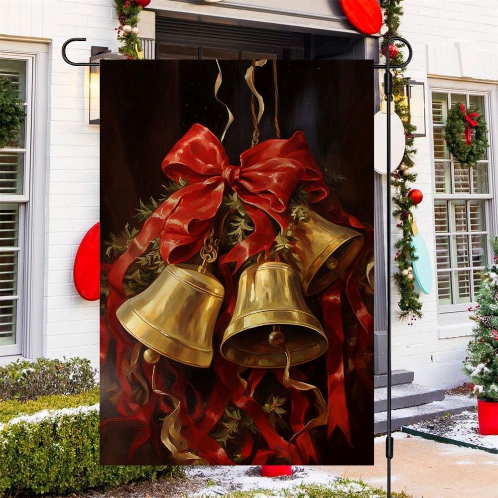 Bells Of Holiday Harmony Flag, Christmas Garden Flag, Home Decor Accessories, Christmas Outdoor Decor Ideas