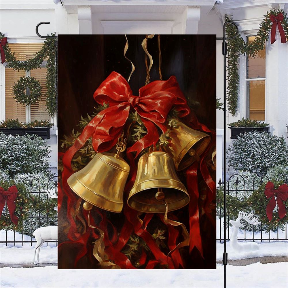 Bells Of Holiday Harmony Flag, Christmas Garden Flag, Home Decor Accessories, Christmas Outdoor Decor Ideas