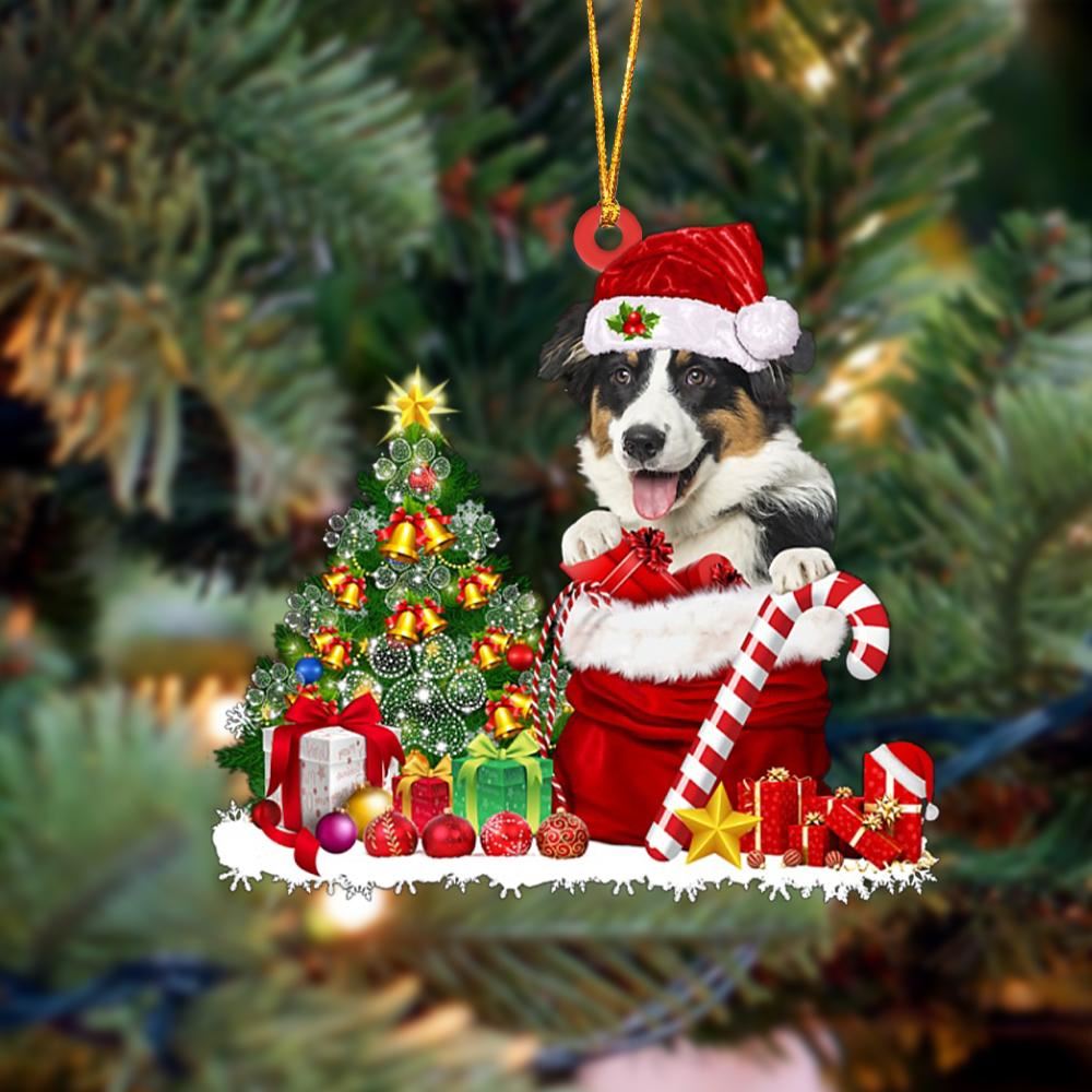 Bernese Mountain Gift Bag Merry Christmas Ornament, Christmas Gift, Christmas Tree Decorations, Christmas Ornament 2023