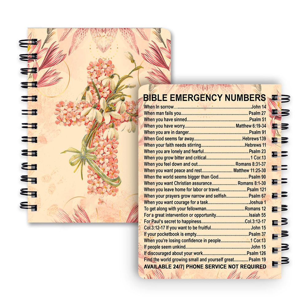 Bible Emergency Number Cross Spiral Notebook, Christian Spiritual Gifts For Friends