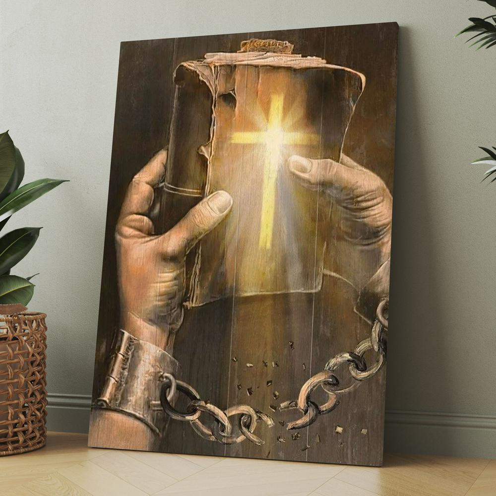 Bible, Jesus Hands, Light Cross Canvas, Christmas Gift for Christian