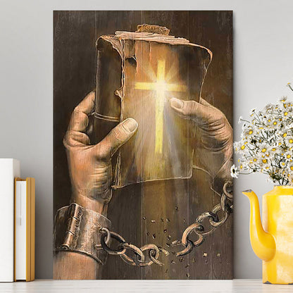 Bible Jesus Hands Light Cross Canvas Wall Art - Bible Verse Canvas Art - Inspirational Art - Christian Home Decor