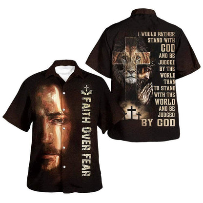 Bible Verse Faith Over Fear Christian Jesus Hawaiian Shirt For Men, Christian Hawaiian Shirt, Gift For Christian
