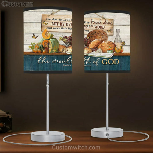 Bible Verse Food Monarch Butterfly One Does Not Live By Bread Alone Table Lamb Gift - Bible Verse Table Lamb - Religious Bedroom Decor