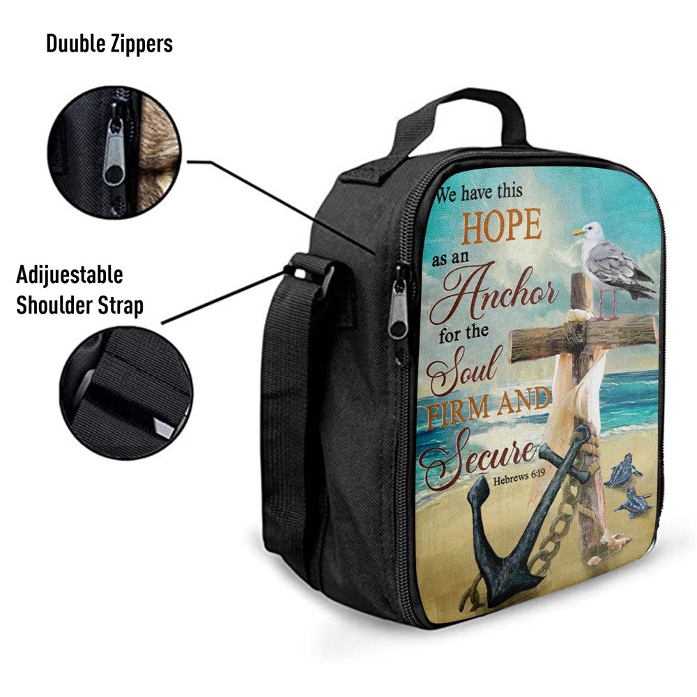 Bible Verse Hebrews 619 We Have This Hope As An Anchor Lunch Bag, Christian Lunch Bag For School, Picnic, Religious Lunch Bag