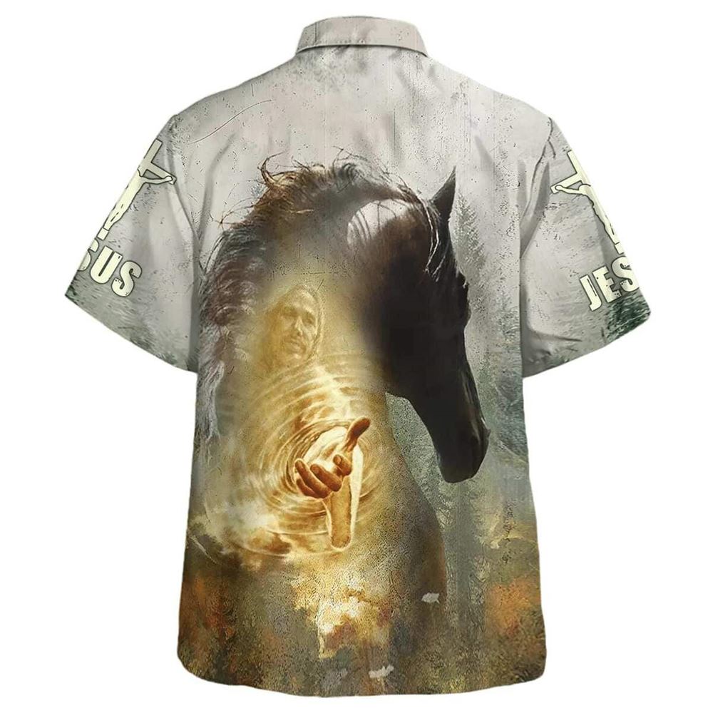 Bible Verse Horse And Jesus Faith Over Fear Hawaiian Shirt For Men, Christian Hawaiian Shirt, Gift For Christian