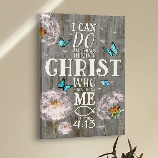 Bible Verse I Can Do All Things Through Christ Dandelion Canvas Prints - Bible Verse Wall Decor - Scripture Wall Art
