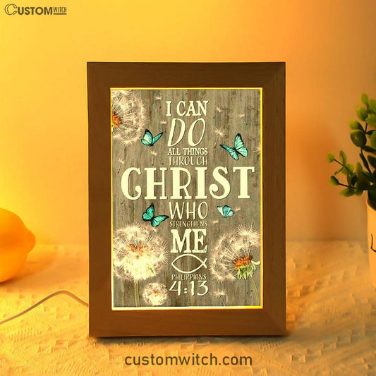 Bible Verse I Can Do All Things Through Christ Dandelion Frame Lamp Prints - Bible Verse Decor - Scripture Art