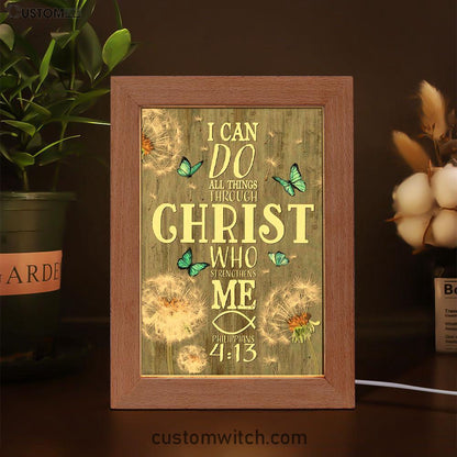 Bible Verse I Can Do All Things Through Christ Dandelion Frame Lamp Prints - Bible Verse Decor - Scripture Art