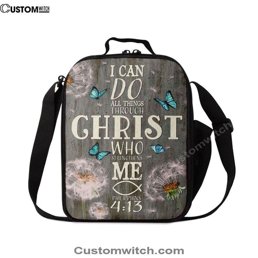 Bible Verse I Can Do All Things Through Christ Dandelion Lunch Bag, Christian Lunch Bag For School, Picnic, Religious Lunch Bag