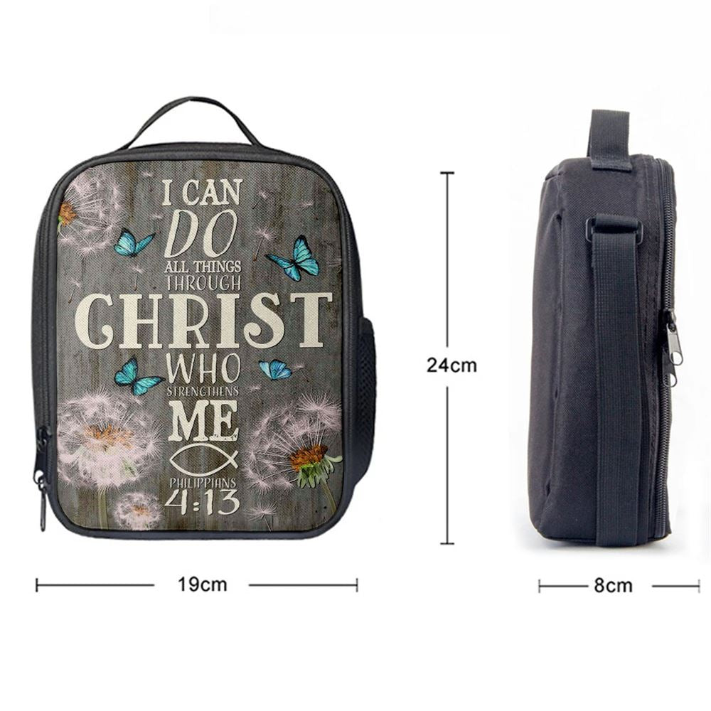 Bible Verse I Can Do All Things Through Christ Dandelion Lunch Bag, Christian Lunch Bag For School, Picnic, Religious Lunch Bag