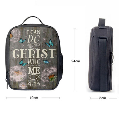 Bible Verse I Can Do All Things Through Christ Dandelion Lunch Bag, Christian Lunch Bag For School, Picnic, Religious Lunch Bag