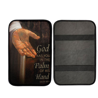 Bible Verse Isaiah 4916 God Has You In The Palm Of His Hand Car Center Console Cover, Christ Car Interior Accessories