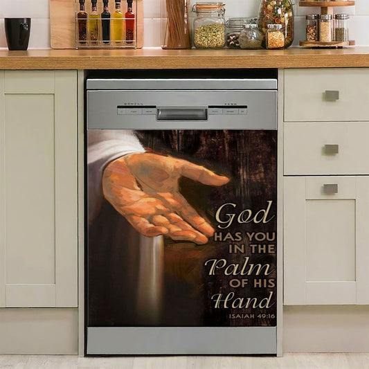 Bible Verse Isaiah 4916 God Has You In The Palm Of His Hand Dishwasher Cover, Bible Verse Dishwasher Magnet Cover, Scripture Kitchen Decor