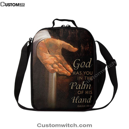 Bible Verse Isaiah 4916 God Has You In The Palm Of His Hand Lunch Bag, Christian Lunch Bag For School, Picnic, Religious Lunch Bag