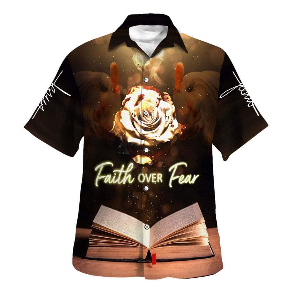 Bible Verse Jesus Faith Over Fear Hawaiian Shirt For Men, Christian Hawaiian Shirt, Gift For Christian