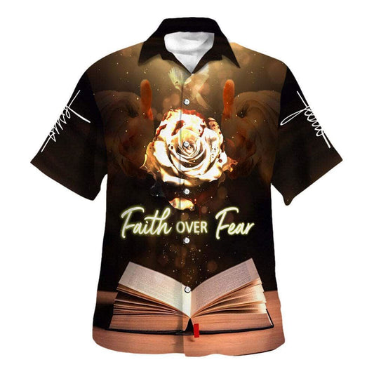 Bible Verse Jesus Faith Over Fear Hawaiian Shirt For Men, Christian Hawaiian Shirt, Gift For Christian