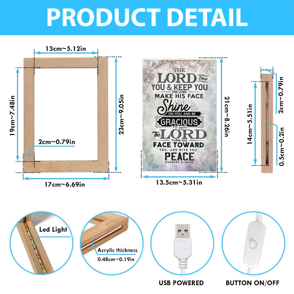 Bible Verse Numbers 624-26 The Lord Bless You And Keep You Frame Lamp Prints - Bible Verse Decor - Scripture Art