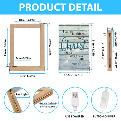 Bible Verse Philippians 413 I Can Do All Things Through Christ Frame Lamp Prints - Bible Verse Decor - Scripture Art