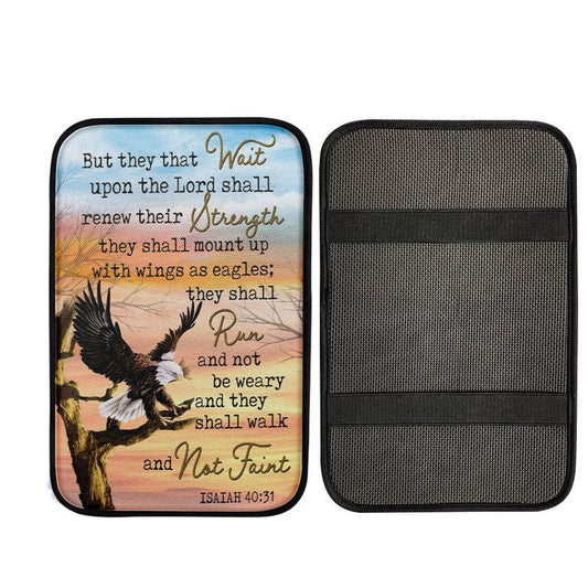 Bible Verse They That Wait Upon The Lord Isaiah 4031 Car Center Console Cover, Christian Car Interior Accessories