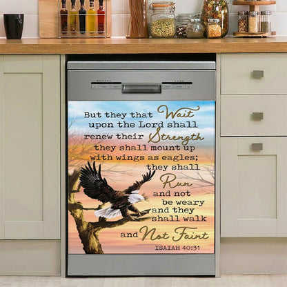 Bible Verse They That Wait Upon The Lord Isaiah 4031 Dishwasher Cover, Bible Verse Dishwasher Magnet Cover, Scripture Kitchen Decor