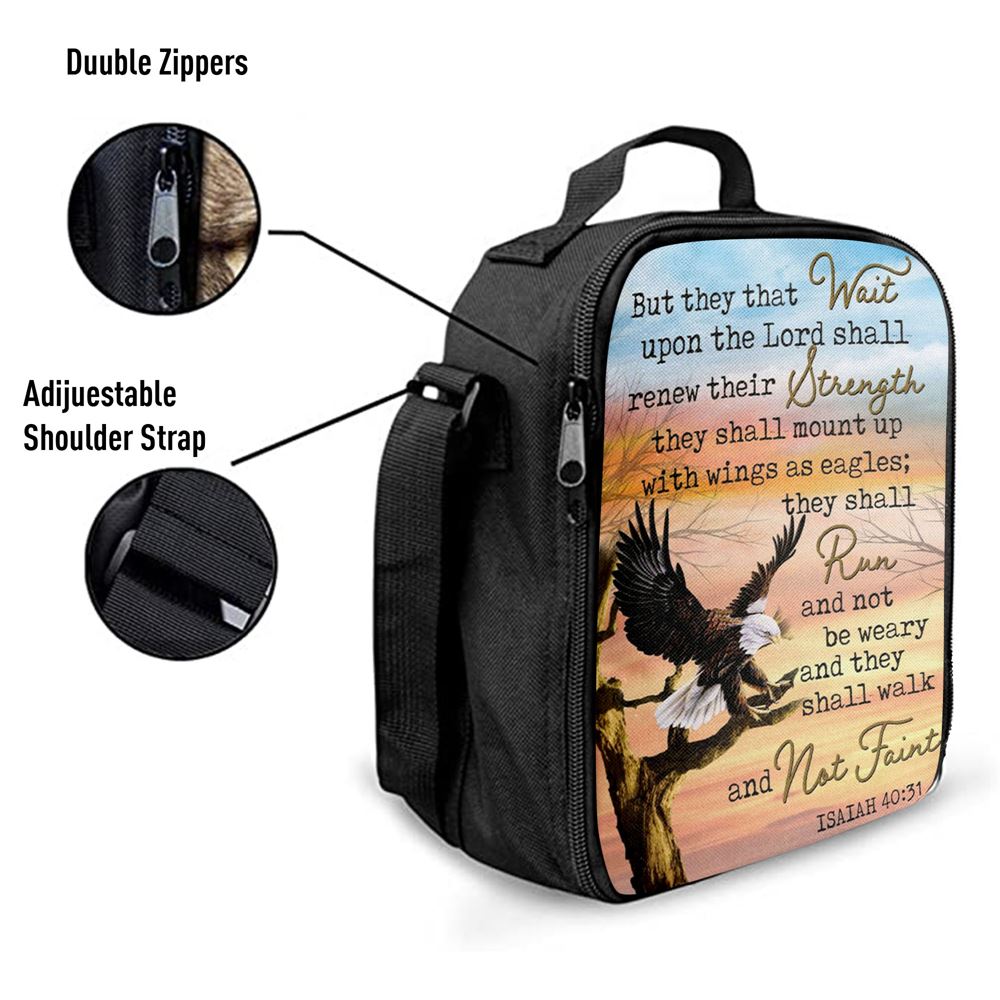 Bible Verse They That Wait Upon The Lord Isaiah 4031 Lunch Bag, Christian Lunch Bag For School, Picnic, Religious Lunch Bag