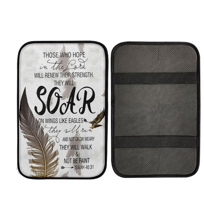 Bible Verse Those Who Hope In The Lord Isaiah 4031 Car Center Console Cover, Christian Car Interior Accessories