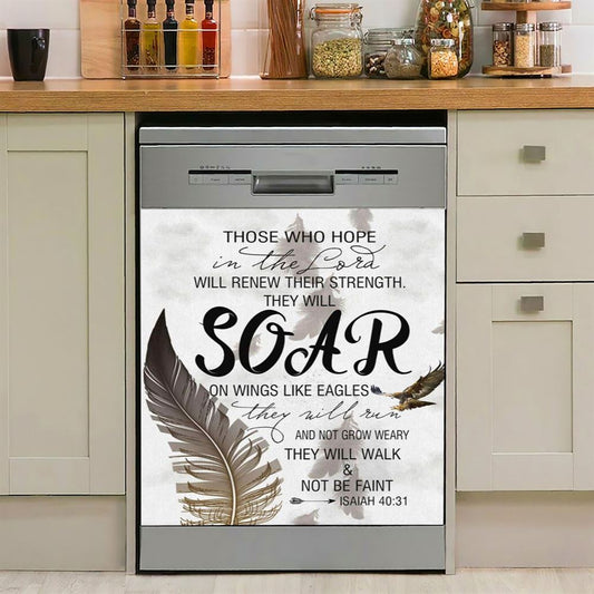 Bible Verse Those Who Hope In The Lord Isaiah 4031 Dishwasher Cover, Bible Verse Dishwasher Magnet Cover, Scripture Kitchen Decor