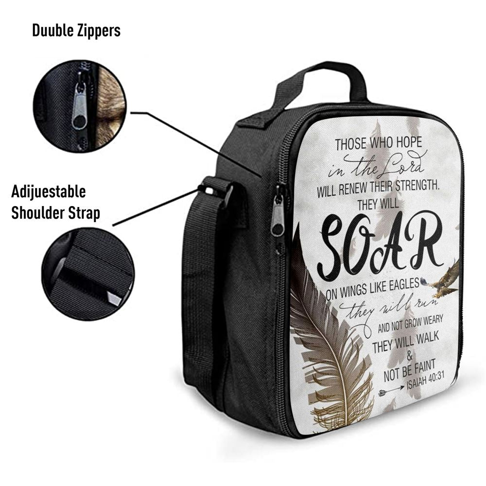 Bible Verse Those Who Hope In The Lord Isaiah 4031 Lunch Bag, Christian Lunch Bag For School, Picnic, Religious Lunch Bag