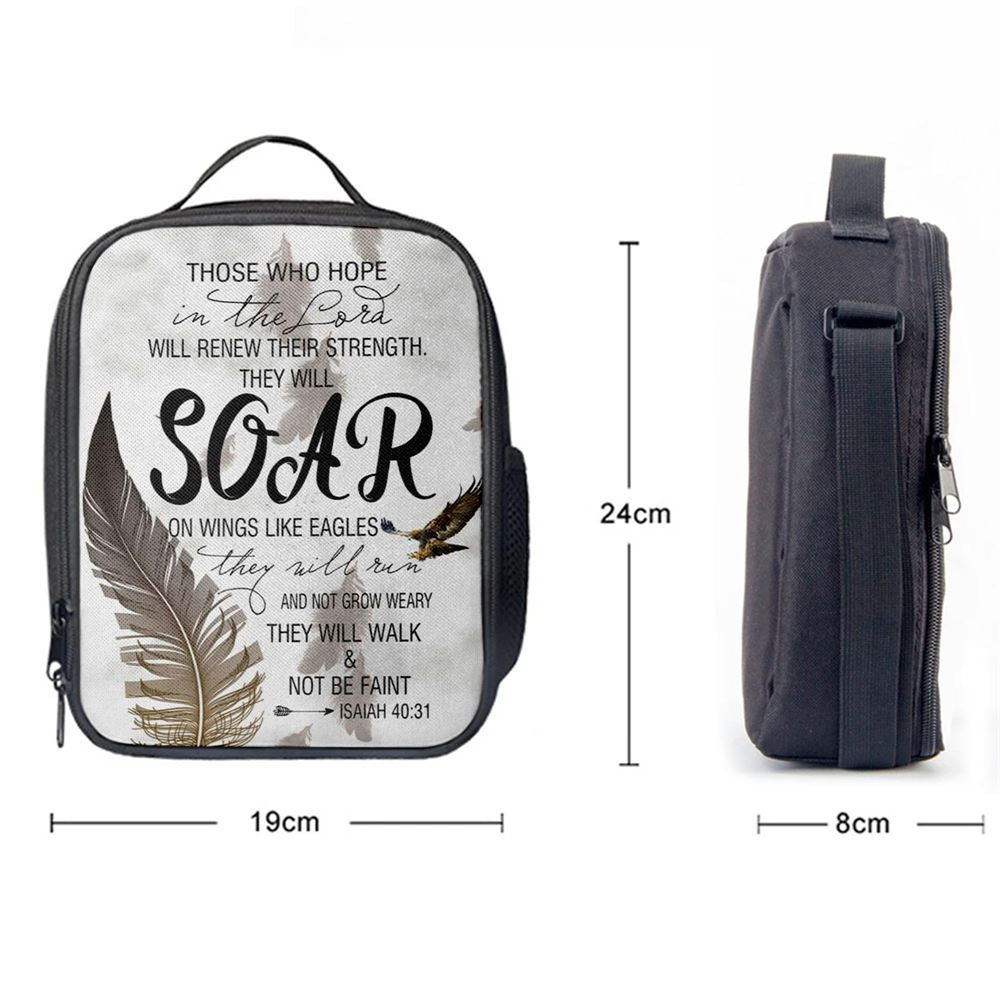Bible Verse Those Who Hope In The Lord Isaiah 4031 Lunch Bag, Christian Lunch Bag For School, Picnic, Religious Lunch Bag