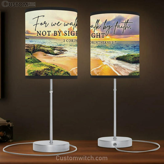 Bible Verse Lamb Gift 2 Corinthians 57 We Walk By Faith Not By Sight Table Lamb Gift Print - Christian Bedroom Decor